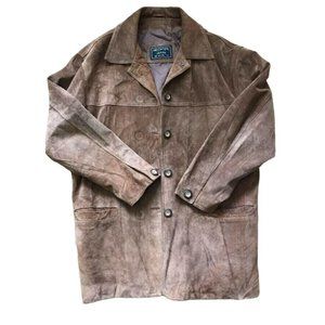 Hechter Jeans Men's Brown Leather Button Down Jacket Brown  Small